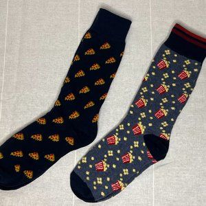 NWOT 2 Pairs of Pizza and Popcorn Pattern Socks